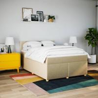 Boxspring met matras stof crèmekleurig 160x200 cm - thumbnail