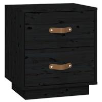 Nachtkastjes 2 st 40x34x45 cm massief grenenhout zwart - thumbnail