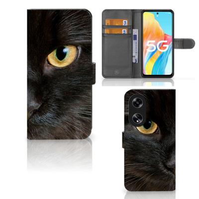 OPPO Reno8 T 5G | Telefoonhoesje | Met pasjeshouder | Zwarte Kat