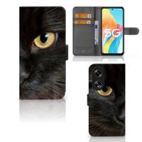 OPPO Reno8 T 5G | Telefoonhoesje | Met pasjeshouder | Zwarte Kat - thumbnail