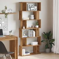 Boekenkast 80x24x192 cm bewerkt hout artisanaal eikenkleur - thumbnail