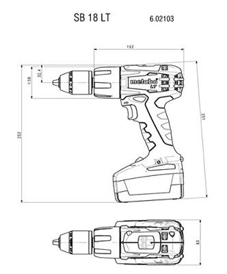 Metabo SB 18 LT Compact Schroef klopboormachine | 18v 2.0Ah Li-ion - 602103510 - thumbnail