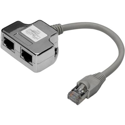 Digitus RJ45 Netwerk Adapter CAT 5, CAT 5e [1x RJ45-stekker - 2x RJ45-bus] 0.19 m Grijs