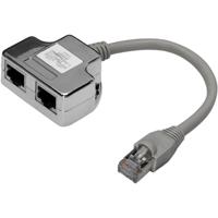 Digitus RJ45 Netwerk Adapter CAT 5, CAT 5e [1x RJ45-stekker - 2x RJ45-bus] 0.19 m Grijs - thumbnail
