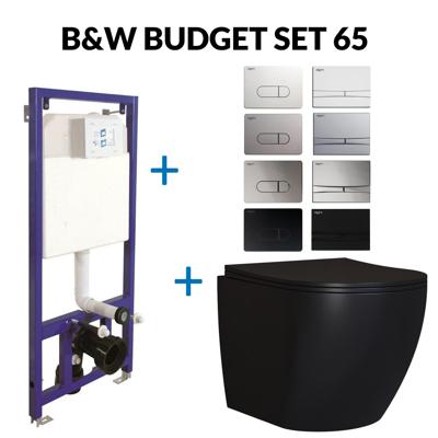 Toiletset Budget 65 Mudo Mat zwart Met B&W Drukplaat BWS Toiletset Budget 65 Mudo Mat zwart Met B&W Drukplaat BWS