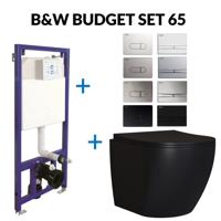 Toiletset Budget 65 Mudo Mat zwart Met B&W Drukplaat BWS - thumbnail