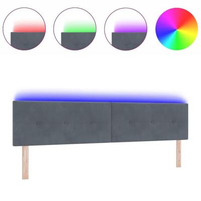 Hoofdbord met LED en knopen 100 cm fluweel donkergrijs