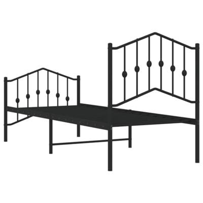 Bedframe met hoofd- en voeteneinde metaal zwart 75x190 cm