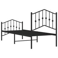 Bedframe met hoofd- en voeteneinde metaal zwart 75x190 cm - thumbnail