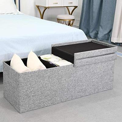 Opvouwbare Zitbank met opbergruimte en deksel - 80cm - Lichtgrijs Opvouwbare Zitbank met opbergruimte en deksel - 80cm - Lichtgrijs