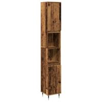 Badkamerkast 30x30x190 cm bewerkt hout oud houtkleurig - thumbnail
