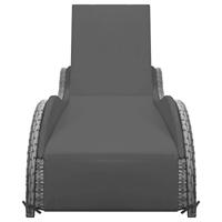 Ligbed met kussen poly rattan antraciet - thumbnail