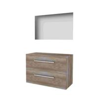 Basic-Line Ultimate 46 Badkamermeubelset - 100 x 46 cm - Met Grepen - 2 Lades - Wastafelblad - Spiegel met Indirecte LED Verlichting - Scotch Oak - thumbnail