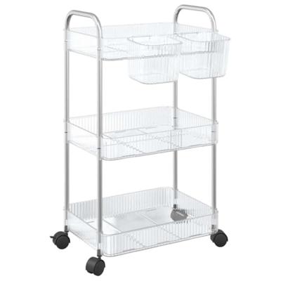 VidaXL Opbergtrolley 3-laags 37x28x68 cm acryl transparant