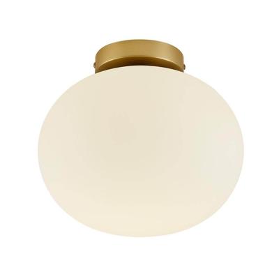 Plafondlamp glas E27 fitting Nordlux Alton messing & opaalglas