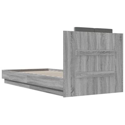 Bedframe met hoofdeinde bewerkt hout grijs sonoma 140x200 cm