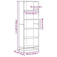 Boekenkast 60x35x170,5 cm bewerkt hout zwart - thumbnail