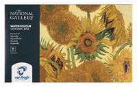 Van Gogh The National Gallery Aquarelverf Set In Kist - 24 Halve Napjes + 3 Accessoires - thumbnail