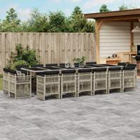 17-delige Tuinset met kussens poly rattan lichtgrijs - thumbnail