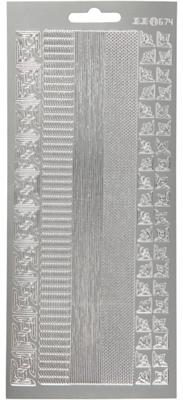 Creativ Company Stickers, randen, vel 10x23 cm, zilver, 1 vel