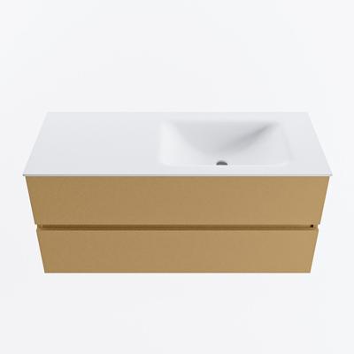 MONDIAZ VICA 110cm badmeubel onderkast Oro 2 lades. Wastafel CLOUD rechts 1 kraangat, kleur Talc.