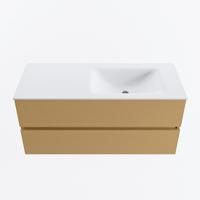 MONDIAZ VICA 110cm badmeubel onderkast Oro 2 lades. Wastafel CLOUD rechts 1 kraangat, kleur Talc. - thumbnail