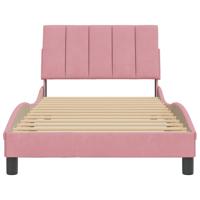 Bedframe met hoofdeinde fluweel roze 100x200 cm - thumbnail