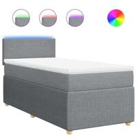 Boxspring met matras stof lichtgrijs 80x200 cm - thumbnail