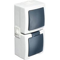 Kopp 138556008 Nautic Uitschakelaar, Wisselschakelaar, Wandcontactdoos met randaarde en klapdeksel spatwaterdicht Grijs 1 stuk(s) - thumbnail