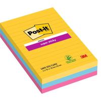 Post-it Super Sticky notes XXL Carnival, 90 vel, ft 101 X 152 mm, gelijnd, geassorteerde kleuren, pak van - thumbnail