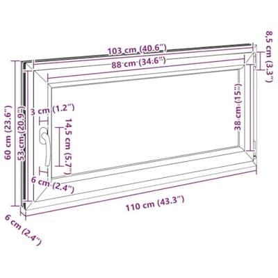 Kelderraam RISOR 120x60 cm draaikiep-draai DIN rechts antraciet