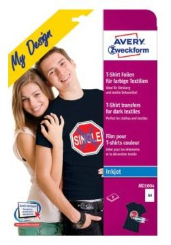 Avery-Zweckform My Design T-Shirt MD1004 Inkjet-textielfolie DIN A4 Voor gekleurd textiel, Geoptimaliseerd voor inkjet 8 vellen Avery-Zweckform My Design T-Shirt MD1004 Inkjet-textielfolie DIN A4 Voor gekleurd textiel, Geoptimaliseerd voor inkjet 8 vellen