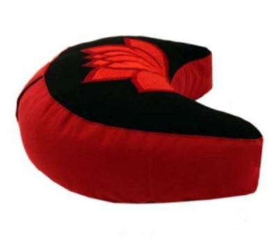 Yogi & Yogini Meditatiekussen Zwart Rood Halve Maan Katoen - Lotus - 33 x 13 cm