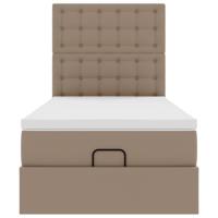 Ottomaanse bed met matras 80x200cm kunstleer cappuccinokleurig - thumbnail