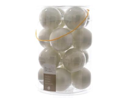 Decoris Glazen Kerstballen 8 cm 16 Stuks Parelmoer