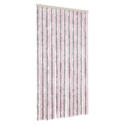 VidaXL Vliegengordijn 100x230 cm chenille zilvergrijs en roze VidaXL Vliegengordijn 100x230 cm chenille zilvergrijs en roze