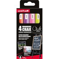 Uni-ball krijtmarker, ronde punt 1,8 - 2,5 mm, etui van 4 stuks, assorti - thumbnail