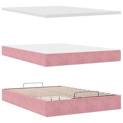 Ottoman bed met matras en LED's 140x190cm fluweel roze