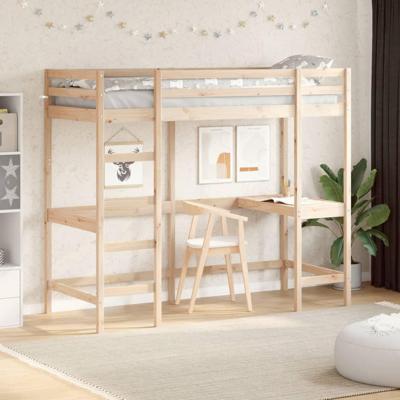 Hoogslaper met bureau massief grenenhout 80x200 cm