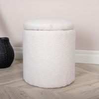 Nohr Poef 'Maigan' Teddy, kleur Wit - thumbnail