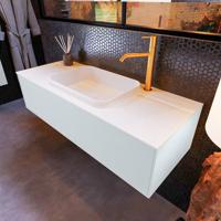 Badkamermeubelset Mondiaz Erin 120 cm met 1 Lade met RIDGE Wastafel Midden Talc met 1 kraangat Greeploos Mat Clay - thumbnail