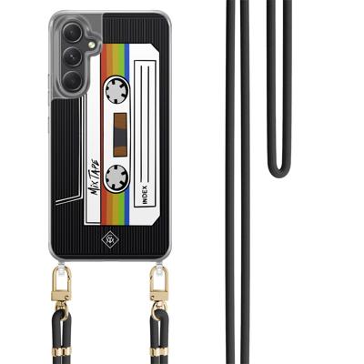 Samsung Galaxy A34 hoesje met zwart koord - Cassette mixtape Samsung Galaxy A34 hoesje met zwart koord - Cassette mixtape