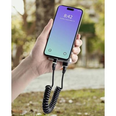 Renkforce RF-6713690 USB-kabel USB 2.0 USB-A stekker, USB-C stekker 1.50 m Zwart Connectoren 360° draaibaar, Spiraalkabel