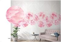 Noordwand Smart Art Easy Fotobehang roze pioenrozen op lichte visgraat planken 47260 - thumbnail