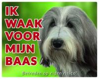 Bearded Collie Waakbord - Ik waak voor mijn baas - thumbnail