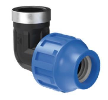 Kirchhoff PP overgangshoek 90°, 20 mm x 1/2"IT, klemkoppeling voor HDPE - 984846117