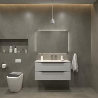 Badkamermeubelset Gliss Design Hera Mat Zwart 100cm 2 Laden Hoogglans Wit (Keuze Wastafel) - thumbnail