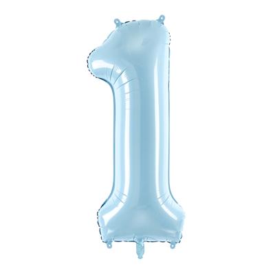 Folieballon cijfer 1 lichtblauw 86cm