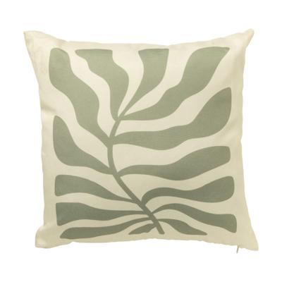 Kussen organisch blad - groen/beige - 45x45 cm