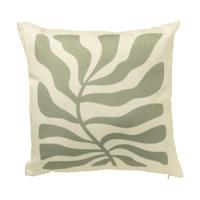 Kussen organisch blad - groen/beige - 45x45 cm - thumbnail